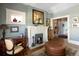 Charming living room features a decorative fireplace, hardwood floors and vintage furnishings at 836 E 17Th Ave # 2B, Denver, CO 80218