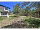 Expansive backyard offers a blend of wooded areas and open lawn space for outdoor recreation at 1673 Woodmoor Dr, Monument, CO 80132