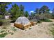 Raised garden beds and a trampoline create a fun and productive outdoor space at 1673 Woodmoor Dr, Monument, CO 80132