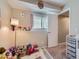 bedroom featuring a rug, shelving and an outside window at 745 Stowe St, Highlands Ranch, CO 80126