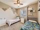 Bright ' bedroom featuring twin beds, mountain mural, built-in shelves, and playful decor at 2104 Vineyard Dr, Castle Rock, CO 80104