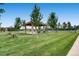 Community park with picnic shelter, barbecue grills, picnic tables and manicured lawn at 16200 Hedgeway Dr, Parker, CO 80134