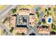 Aerial view of residential neighborhood, tennis court, swimming pool, and manicured grounds at 7373 E Iowa Ave # 1108, Denver, CO 80231