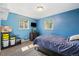 Bright blue bedroom with two windows, wood floors, and ample space at 7350 W 21St Ave, Lakewood, CO 80214