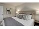 Inviting bedroom showcasing a plush queen bed, stylish lamps, and modern wall art at 17605 Ponderosa Ave, Parker, CO 80134