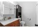 Bathroom features modern sink, vanity, toilet and fixtures with tiled flooring at 8979 Field St # 27, Westminster, CO 80021