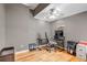 Well-lit office space with a ceiling fan, neutral walls, and hardwood floors at 730 Summerwood Dr, Golden, CO 80401