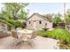 Relaxing backyard with a patio table, chairs, and an elegant statue and fountain feature at 506 N Marion St, Denver, CO 80218