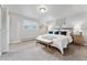 A serene bedroom featuring plush carpet, a comfortable bed, and modern decor at 1275 Winona Ct # B, Denver, CO 80204