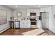 Updated kitchen features stainless steel appliances, white cabinets, and a modern design at 1275 Winona Ct # B, Denver, CO 80204