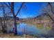 Scenic community pond surrounded by trees and lush greenery, creating a peaceful natural environment at 283 Yank Ct, Lakewood, CO 80228