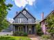 Charming two-story home with a welcoming front porch and manicured lawn, showcasing classic architectural details at 1423 Elizabeth St, Denver, CO 80206