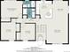Detailed floor plan of the home showcasing the layout of the primary bedroom, kitchen, living room, and other spaces at 10473 W Arkansas Dr, Lakewood, CO 80232