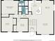 Detailed floor plan of the home showcasing the layout of the primary bedroom, kitchen, living room, and other spaces at 10473 W Arkansas Dr, Lakewood, CO 80232