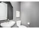 Stylish powder room with modern fixtures, vanity, and neutral paint at 15774 W Girard Ave, Morrison, CO 80465
