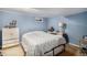Basement bedroom with carpet, light blue walls, storage, and a window at 3083 S Xanthia St, Denver, CO 80231