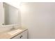 Neutral-toned powder room features granite counters and an updated sink at 15955 E Geddes Dr # 55, Aurora, CO 80016