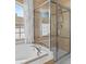 Bathroom showcases a modern shower and tub with decorative tile and a glass enclosure at 1410 Exquisite St, Castle Rock, CO 80109