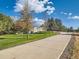 Long, paved driveway leading to the house showcasing landscaping and mature trees at 8700 Flintwood Rd, Parker, CO 80138