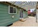 Private back patio features pergola, exterior door, and concrete paver patio at 8625 W Dartmouth Pl, Lakewood, CO 80227