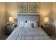 Cozy bedroom featuring stylish decor, bedside tables with lamps, and inviting neutral color palette at 8625 W Dartmouth Pl, Lakewood, CO 80227