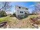Large backyard with a two-story home, patio area, and natural landscaping at 29145 E 160Th Ct, Brighton, CO 80603