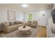 Cozy living room with hardwood floors, neutral decor, comfortable seating, and a welcoming ambiance at 5225 E 100Th Dr, Thornton, CO 80229
