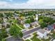 Aerial view of a quiet neighborhood with mature trees, green lawns, and paved streets at 5225 E 100Th Dr, Thornton, CO 80229
