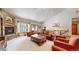 Cozy living room with a stone fireplace, comfortable seating, and natural light at 4456 Mohawk Dr, Larkspur, CO 80118