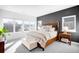 Spacious primary bedroom featuring large windows and a stylish bed with bench seating at 872 S Vine St, Denver, CO 80209
