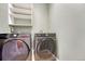 Laundry room featuring a modern washer and dryer set and shelving at 16051 E Geddes Dr # 66, Aurora, CO 80016