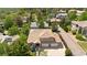 An aerial view of a home in a lush, green neighborhood with a two-car garage and well-kept landscaping at 2595 S Harlan Ct, Lakewood, CO 80227