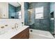 Spa-like bathroom with teal tile and a modern vanity at 2167 S Emerson St, Denver, CO 80210