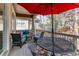 Enjoy this covered patio with comfortable seating, perfect for outdoor relaxation and entertaining at 7132 S Irvington Ct, Aurora, CO 80016