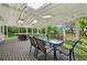 Covered patio with skylights, outdoor dining, and lounge seating offers ample space for relaxing and entertaining at 721 Park Ln, Lakewood, CO 80214