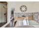 Bright bathroom with walk-in shower and soaking tub with decorative tile surround and modern fixtures at 4795 Highline Pl, Denver, CO 80222