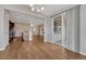 View of the dining area with hardwood floors, neutral walls, and sliding glass doors to the outdoor living space at 7646 Greenwater Cir, Castle Rock, CO 80108