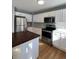 Updated kitchen features stainless steel appliances, white cabinets, and wood countertops on an island at 3610 Morning Glory Dr, Castle Rock, CO 80109