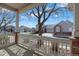 Charming front porch with white railing, landscaping, and a view of the neighborhood, creating curb appeal at 3231 E 102Nd Pl, Thornton, CO 80229