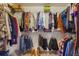 This walk-in closet is equipped with shelves and hanging rods for organized storage of clothes, shoes, and accessories at 5671 Raleigh Cir, Castle Rock, CO 80104