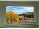 Window view featuring a golden tree and landscape with trees in the background at 87 Deerwood Dr, Littleton, CO 80127