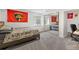 A bedroom features neutral walls, carpet, closet, and fan decor at 3656 E 134Th Dr, Thornton, CO 80241