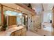 Modern bathroom with a walk-in shower, soaking tub, and granite countertops at 3737 26Th St, Boulder, CO 80304