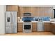 Charming kitchen featuring stainless steel appliances, modern cabinetry, and backsplash at 1747 Lowell Blvd, Denver, CO 80204