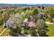Aerial view of a home nestled among mature trees and lush greenery, showcasing a spacious and private setting at 1051 Independence St, Lakewood, CO 80215