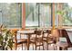 Bright dining room with large windows and a modern table with wooden chairs and natural light at 800 Washington St # 302, Denver, CO 80203