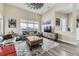 Open-concept living area with a large window, modern furnishings, and elegant decor at 9715 Taylor River Cir, Littleton, CO 80125