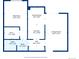 Detailed floor plan showing layout of bedroom, kitchen, living room, dining area, bathrooms, and W.I.C at 2375 S Linden Ct # 118, Denver, CO 80222