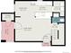 Floor plan showing the dimensions of the kitchen, dining area, living room, utility, bath, and porch at 1403 Valentia St, Denver, CO 80220