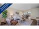 Inviting living room featuring stylish furniture, natural light, and an open floor plan with adjacent dining area at 3744 Miller Ct, Wheat Ridge, CO 80033